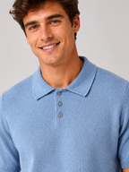 Men’s Knit Polo Shirt with Button Placket and Short Sleeves