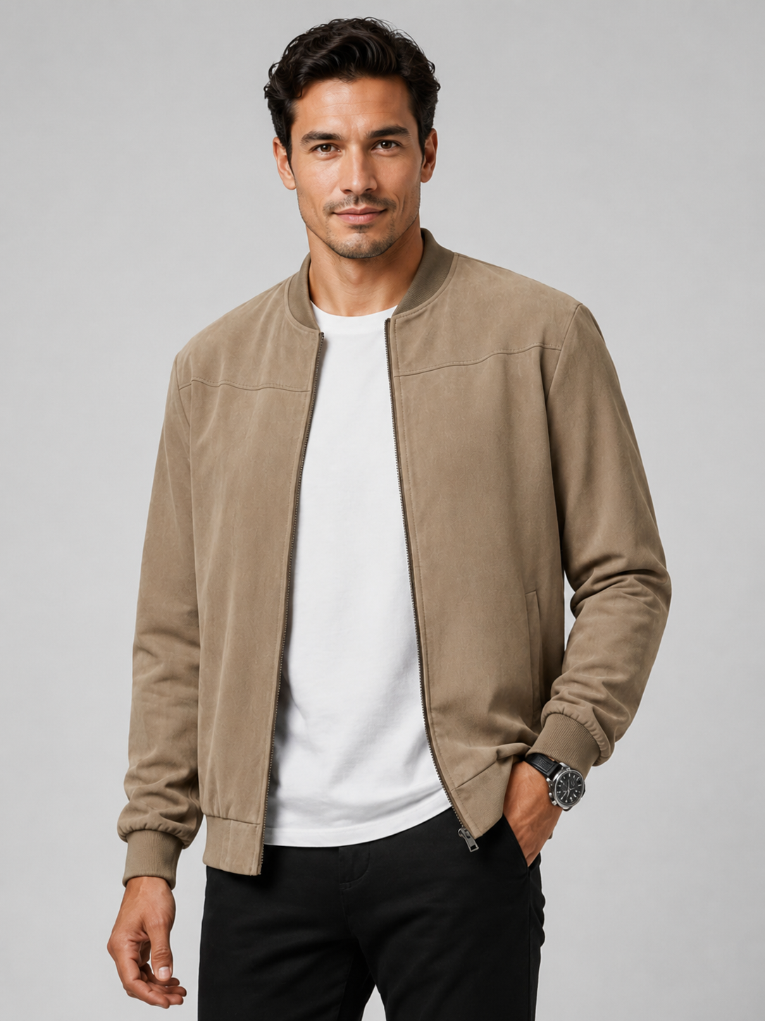 Men’s Lightweight Summer Bomber Jacket with Zip Front