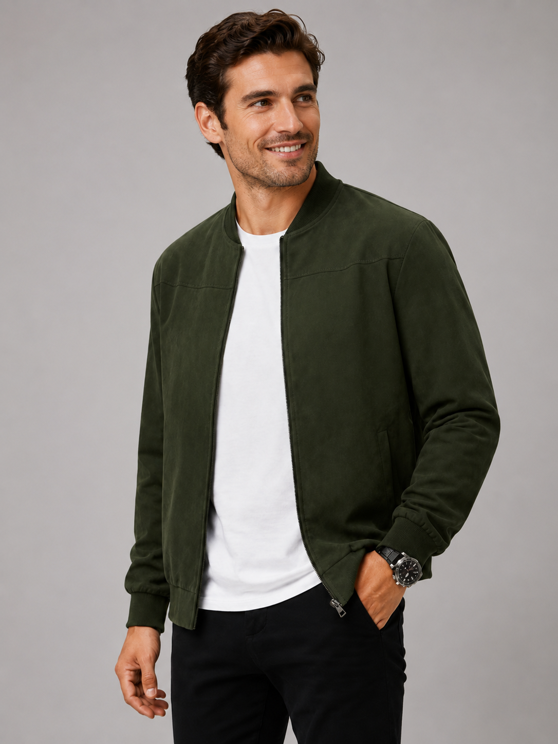 Men’s Lightweight Summer Bomber Jacket with Zip Front