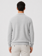 Men’s Long Sleeve Polo Knit Sweater with Three-Button Collar