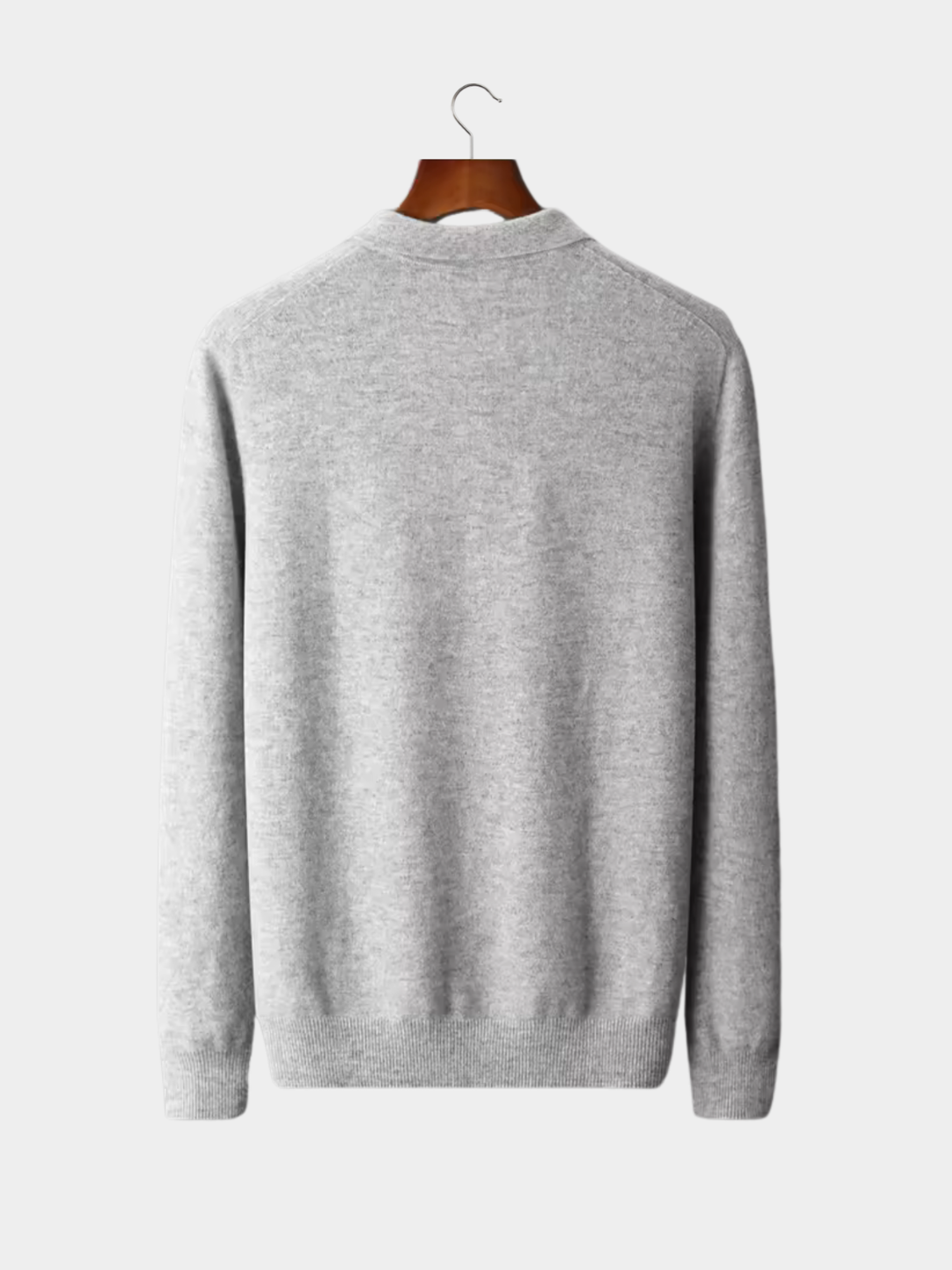 Men’s Long Sleeve Polo Knit Sweater with Three-Button Collar