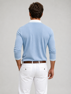 Men’s Long Sleeve Polo Shirt with Contrast Collar