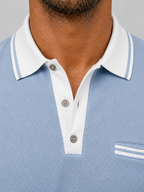 Men’s Long Sleeve Polo Shirt with Contrast Collar
