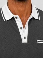 Men’s Long Sleeve Polo Shirt with Contrast Collar