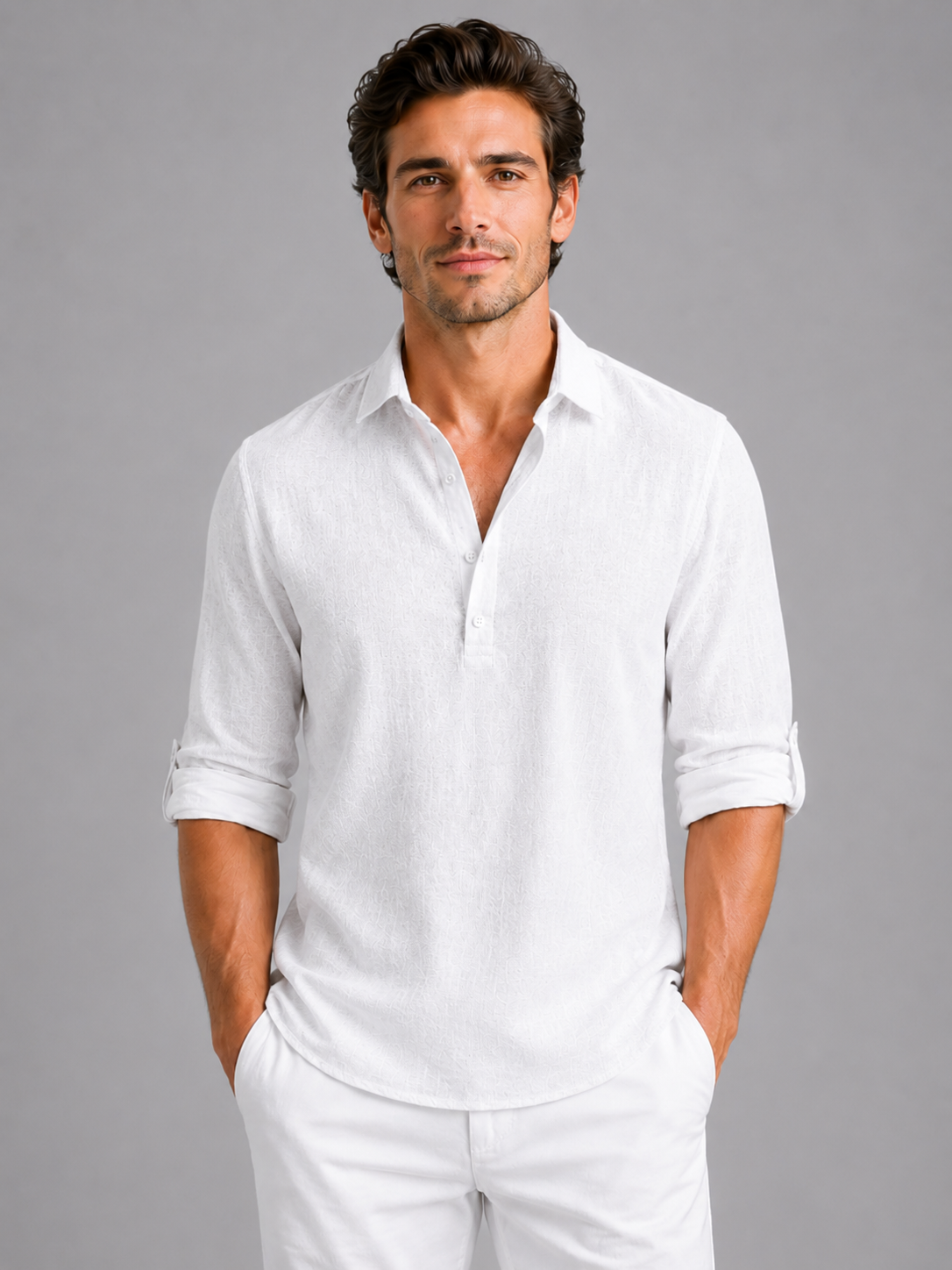 Men’s Long Sleeve Shirt with Open Collar