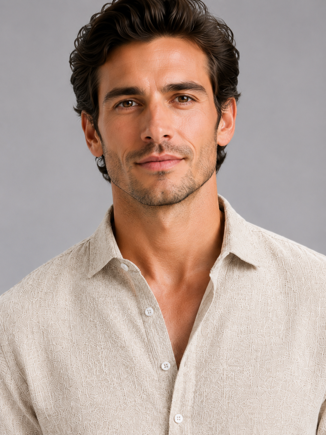 Men’s Long Sleeve Shirt with Open Collar