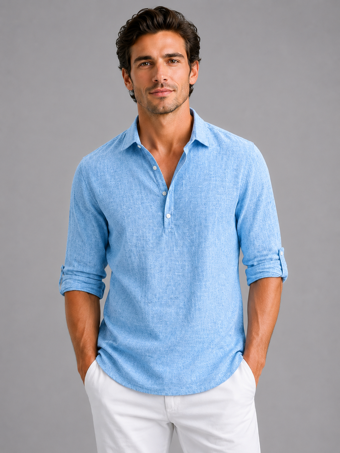 Men’s Long Sleeve Shirt with Open Collar