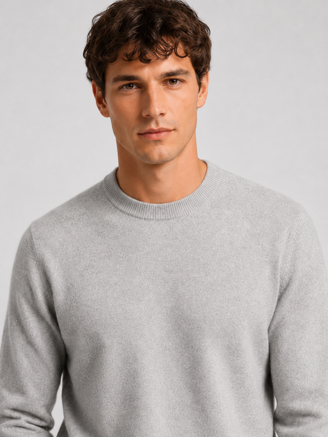 Men’s Mock Neck Knit Jumper with Ribbed Trim
