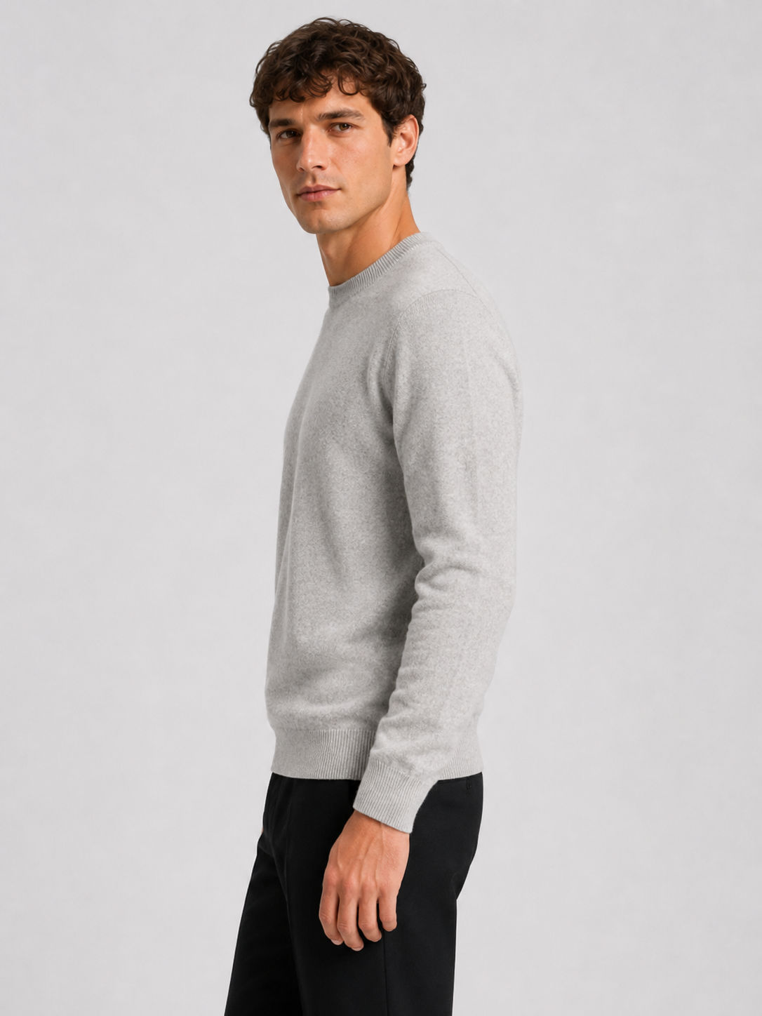 Men’s Mock Neck Knit Jumper with Ribbed Trim