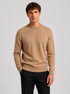 Men’s Mock Neck Knit Jumper with Ribbed Trim