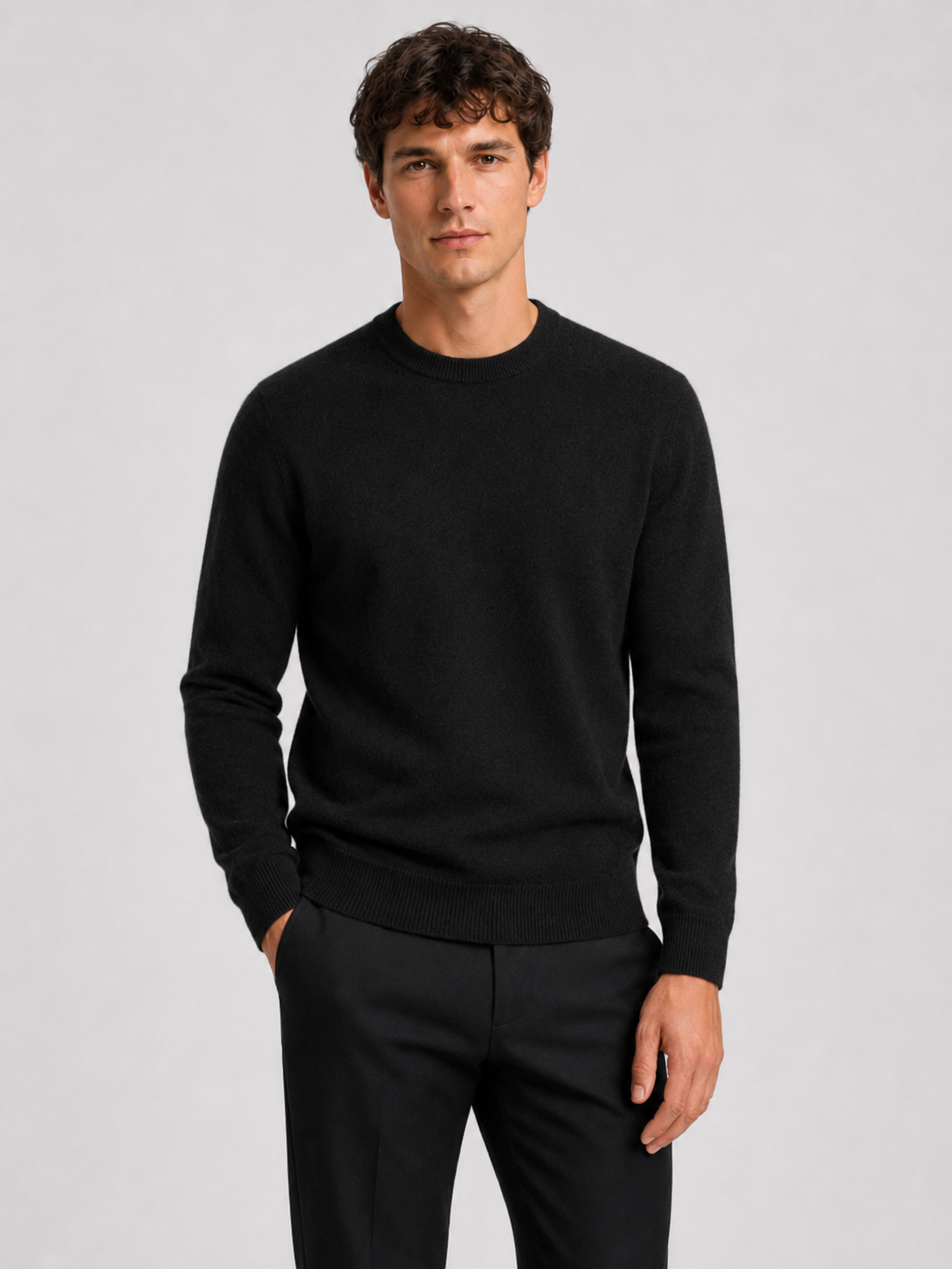 Men’s Mock Neck Knit Jumper with Ribbed Trim