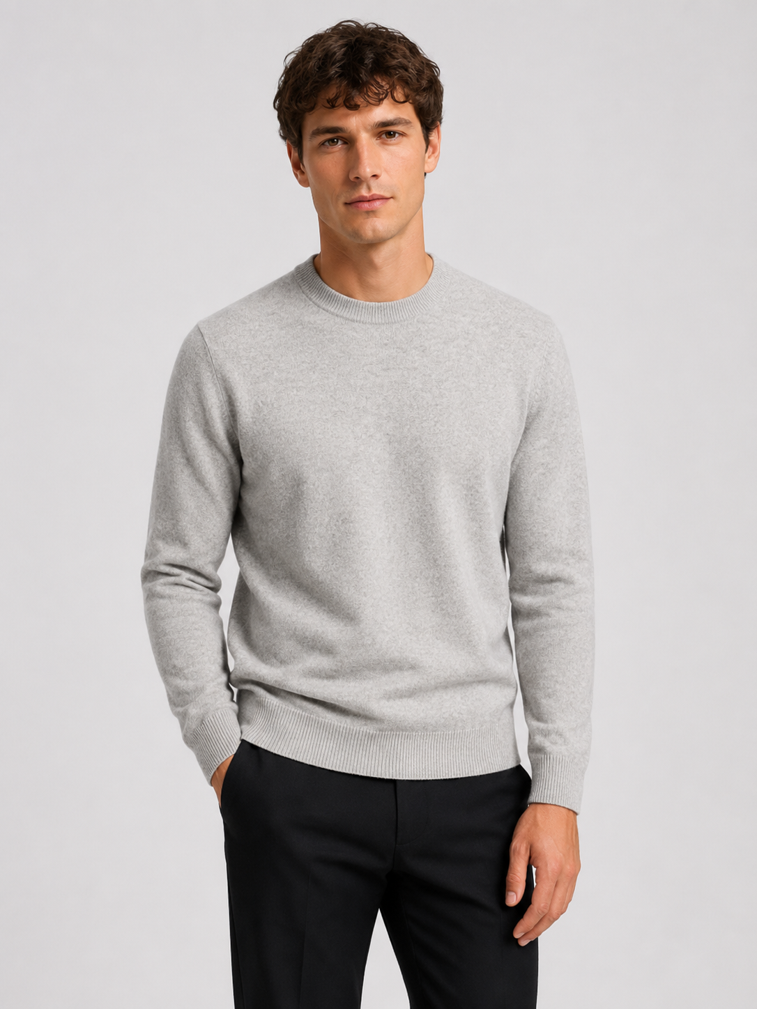 Men’s Mock Neck Knit Jumper with Ribbed Trim
