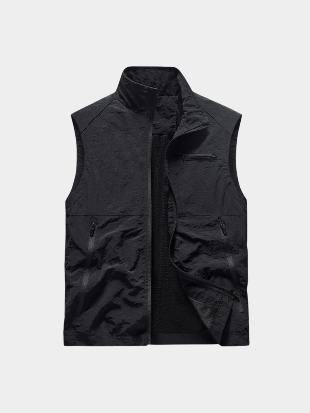 Men’s Outdoor Gilet Jacket with Zipper and Turn-Down Collar
