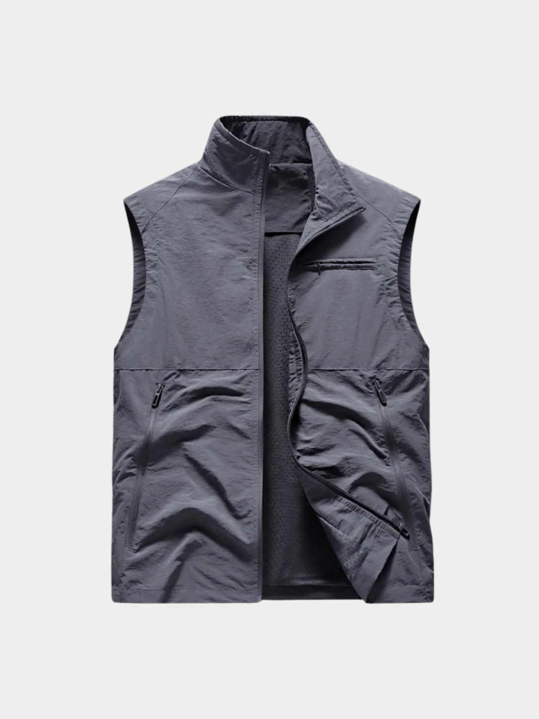 Men’s Outdoor Gilet Jacket with Zipper and Turn-Down Collar