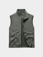 Men’s Outdoor Gilet Jacket with Zipper and Turn-Down Collar