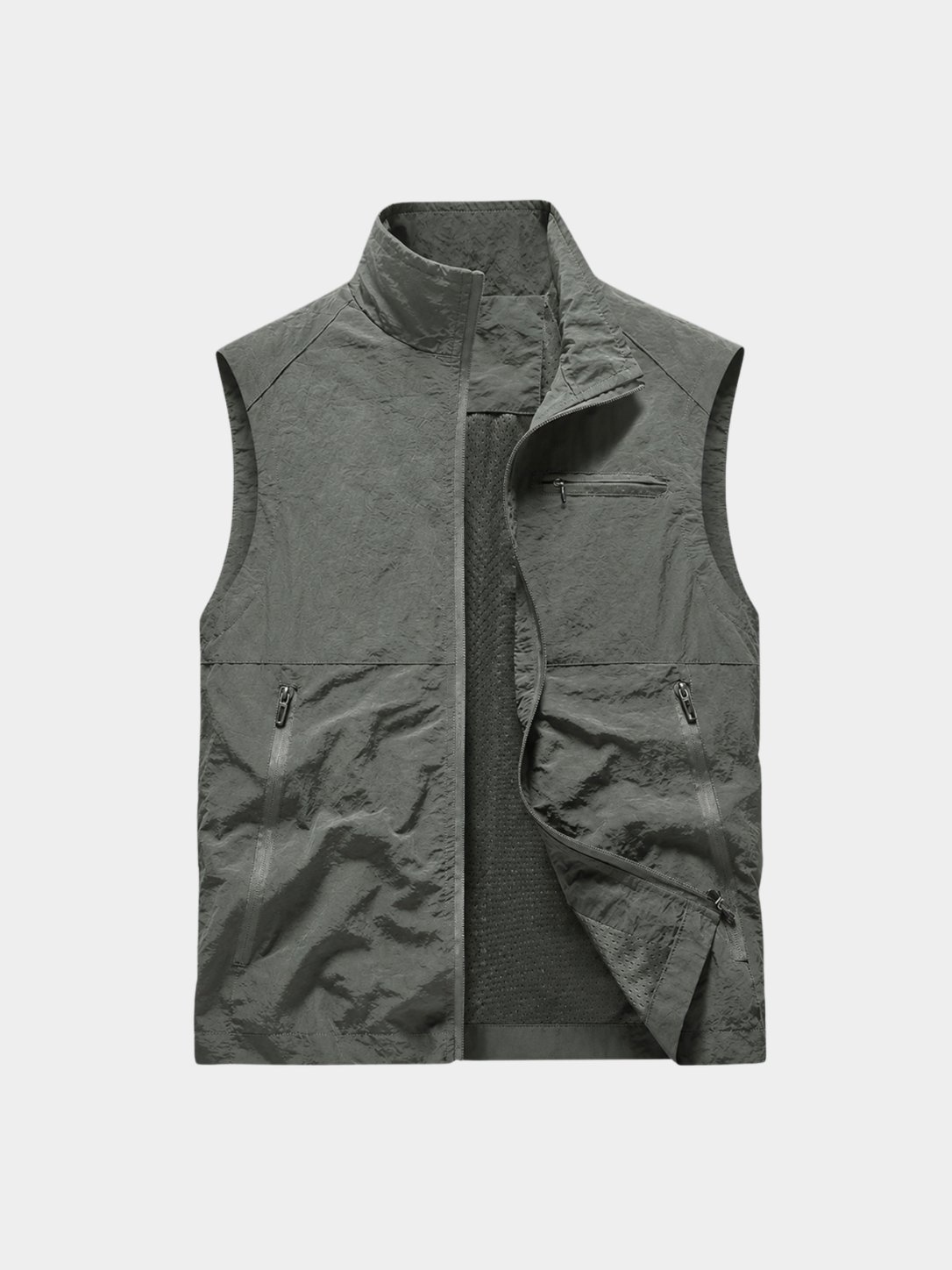 Men’s Outdoor Gilet Jacket with Zipper and Turn-Down Collar