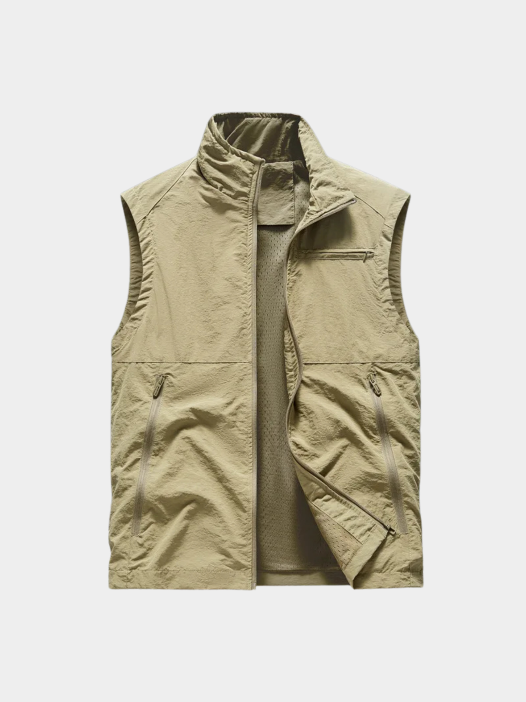 Men’s Outdoor Gilet Jacket with Zipper and Turn-Down Collar