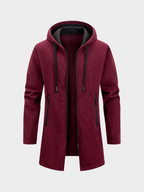 Men's Oversized Hooded Zip-Up Sweatshirt with Long Sleeves