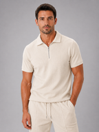 Men’s Polo Shirt and Shorts Set with Zip Collar