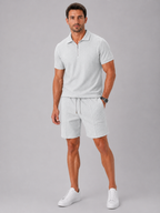 Men’s Polo Shirt and Shorts Set with Zip Collar