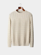 Men’s Ribbed Crew Neck Knit Jumper with Textured Pattern