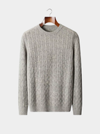 Men’s Ribbed Crew Neck Knit Jumper with Textured Pattern