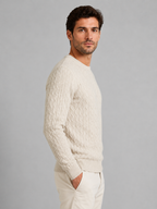 Men’s Ribbed Crew Neck Knit Jumper with Textured Pattern