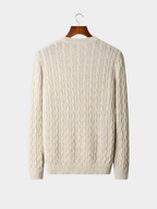 Men’s Ribbed Crew Neck Knit Jumper with Textured Pattern