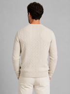 Men’s Ribbed Crew Neck Knit Jumper with Textured Pattern