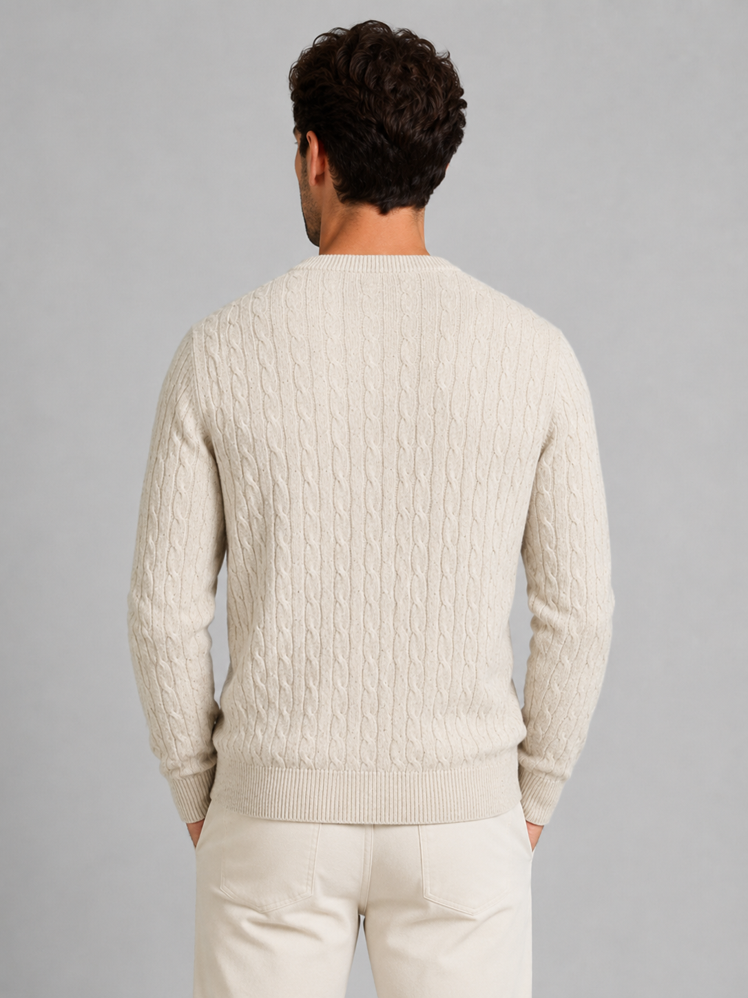 Men’s Ribbed Crew Neck Knit Jumper with Textured Pattern