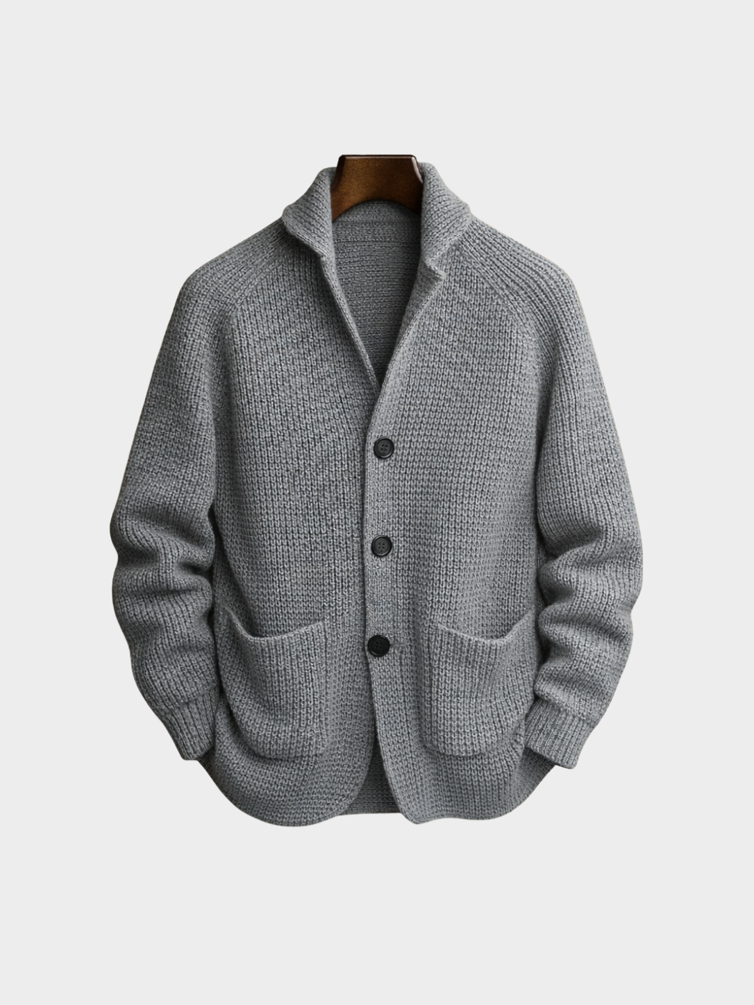 Men's Shawl Collar Ribbed Knit Cardigan