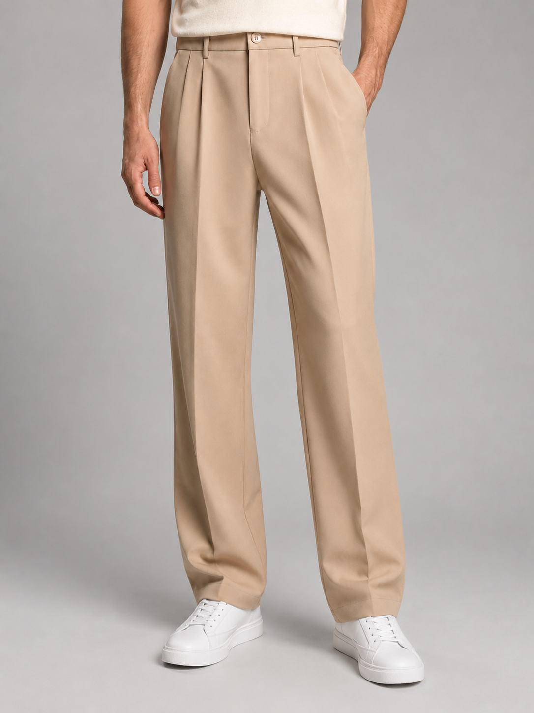 Men’s Straight-Leg Trousers with Front Pleats