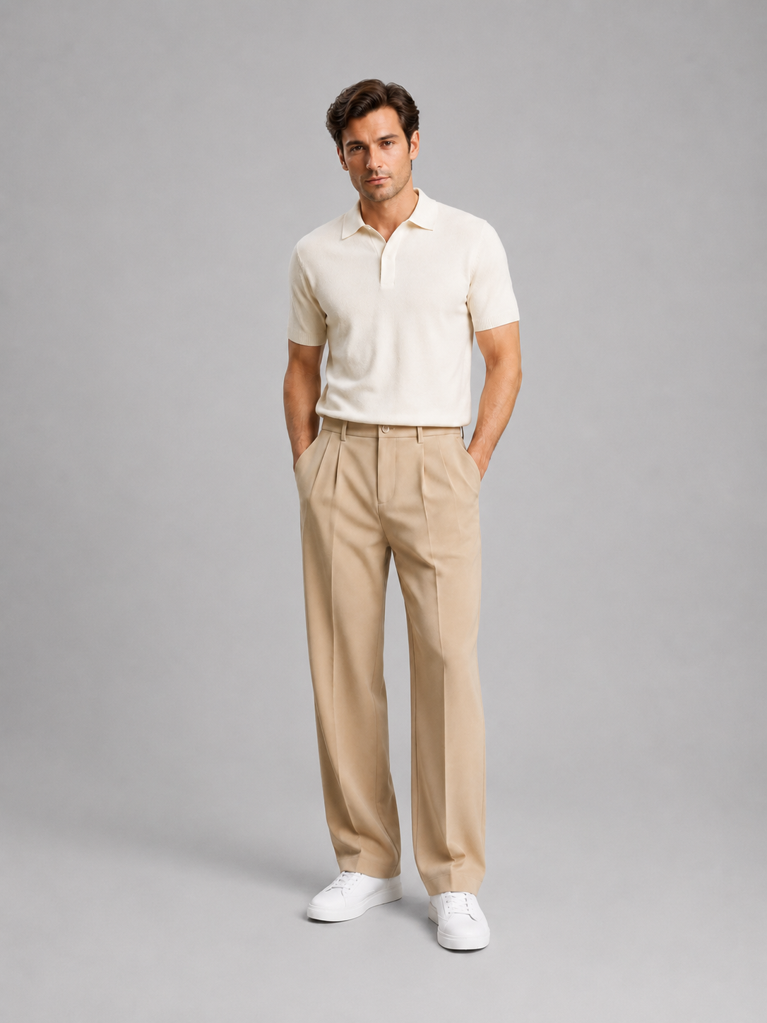 Men’s Straight-Leg Trousers with Front Pleats