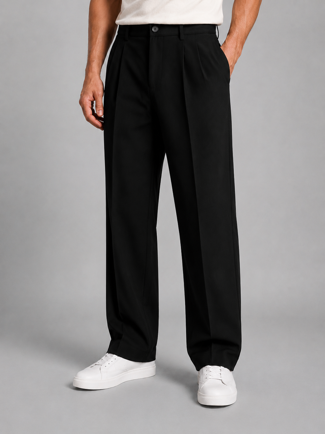 Men’s Straight-Leg Trousers with Front Pleats