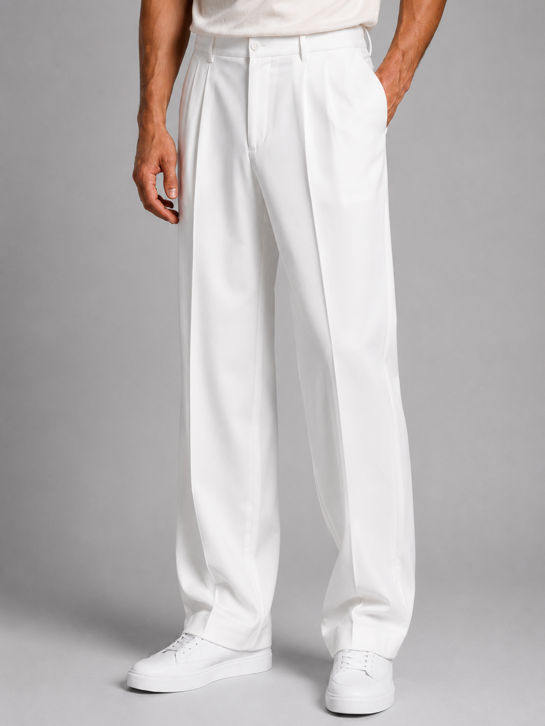 Men’s Straight-Leg Trousers with Front Pleats