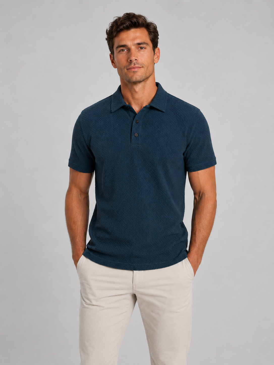 Men’s Textured Knit Polo Shirt