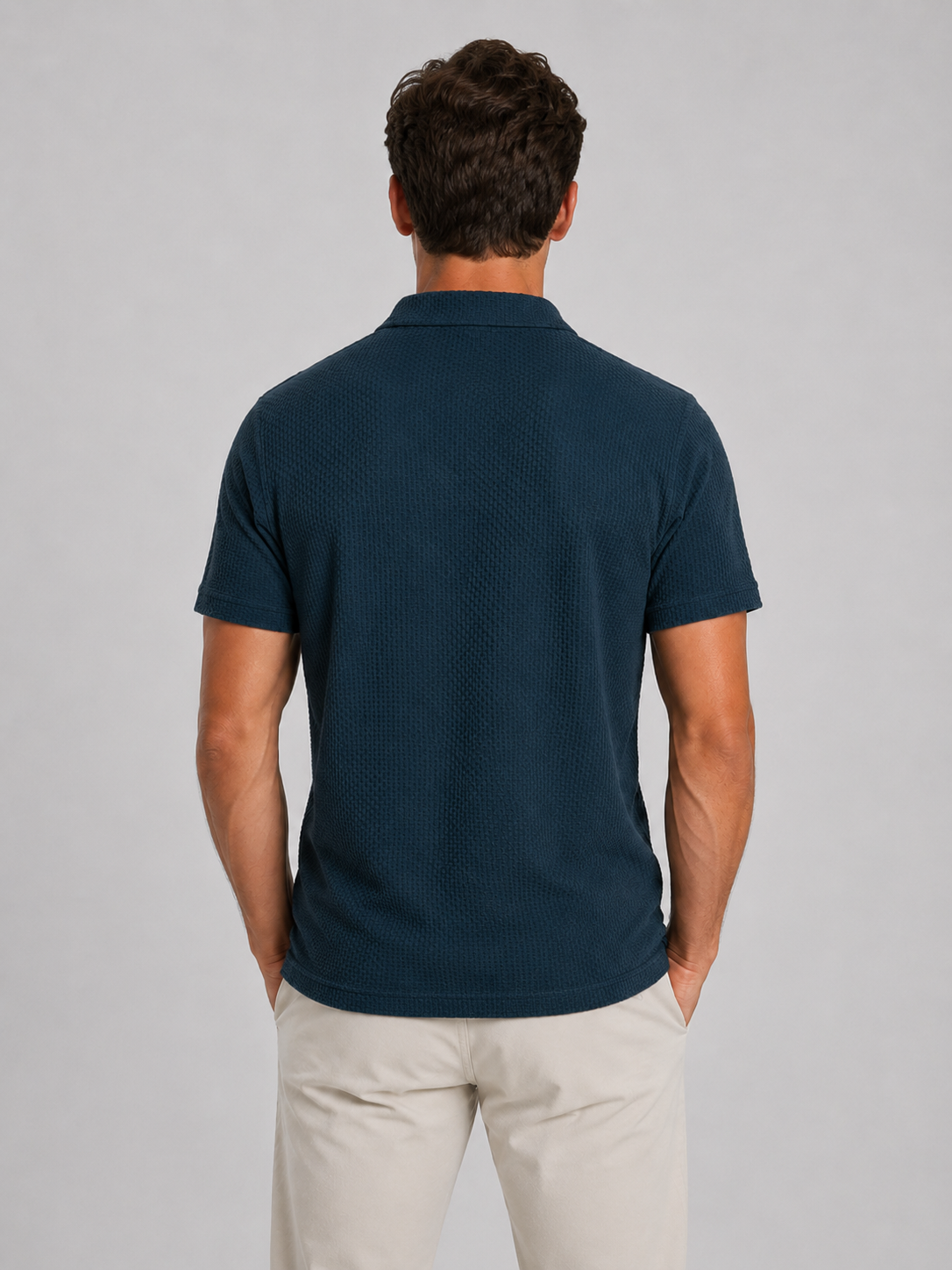 Men’s Textured Knit Polo Shirt