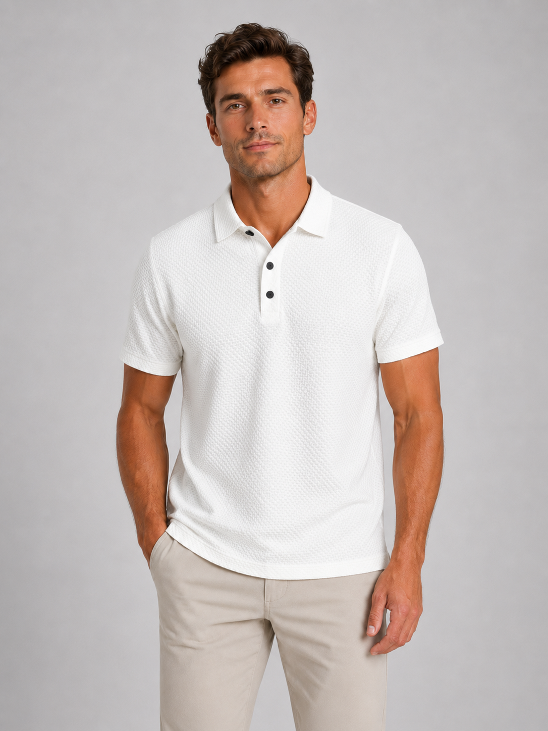Men’s Textured Knit Polo Shirt