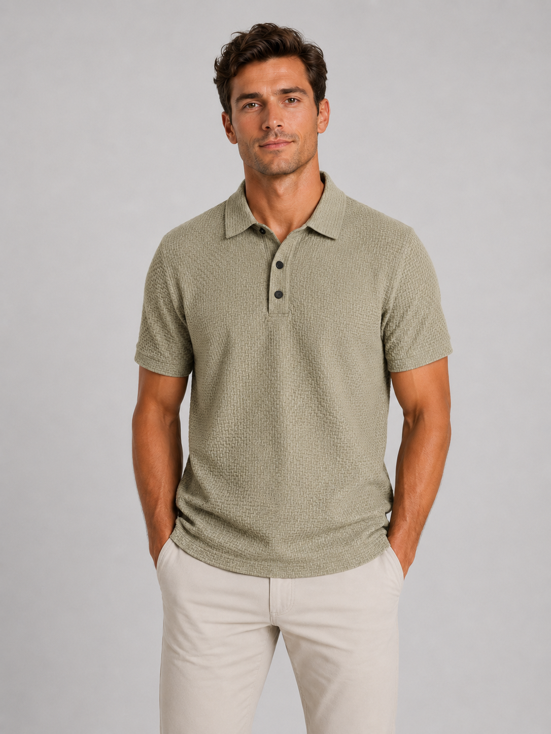 Men’s Textured Knit Polo Shirt