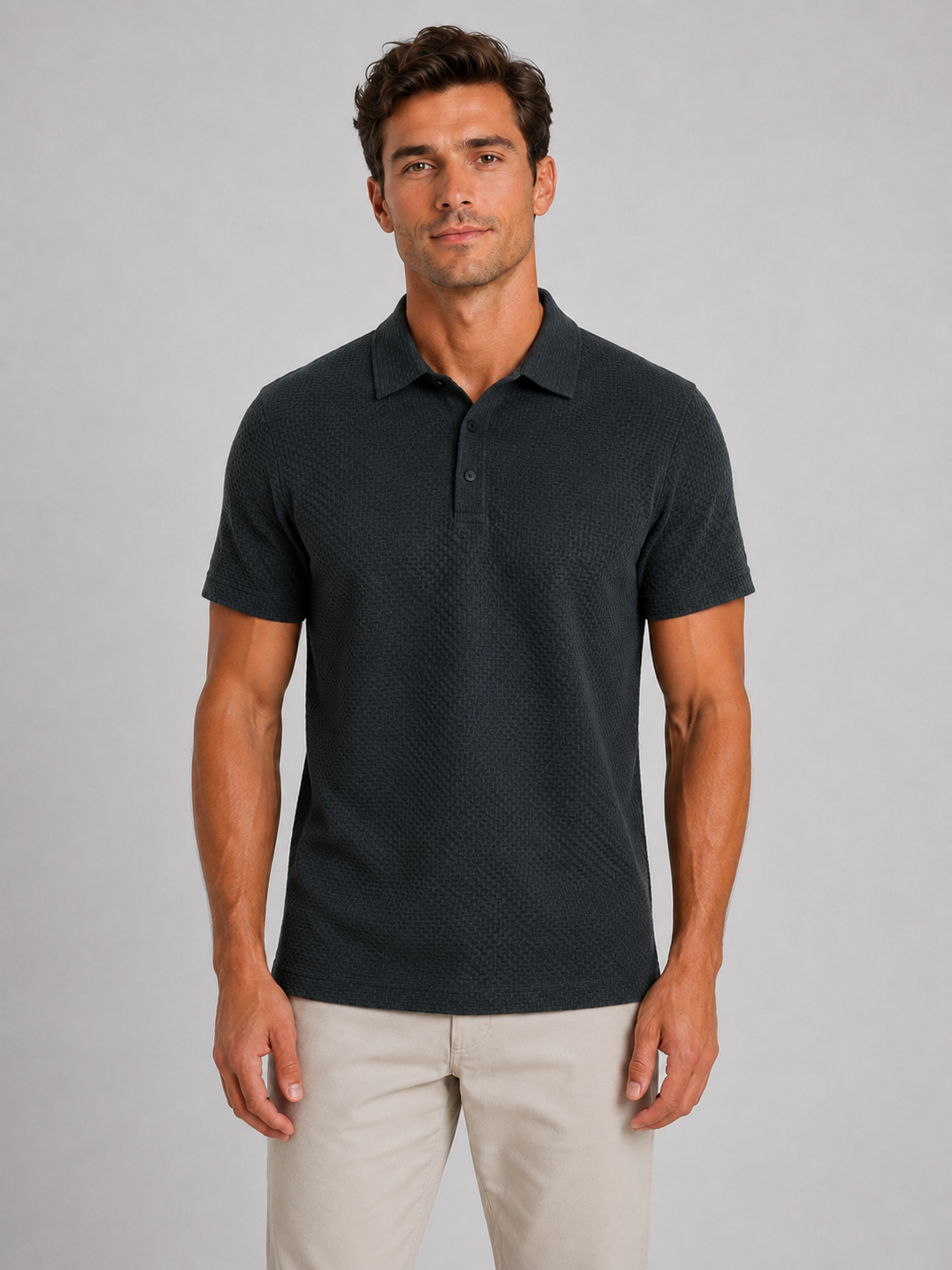 Men’s Textured Knit Polo Shirt
