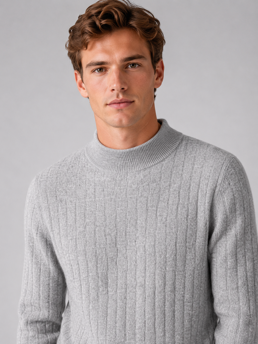 Men’s Textured Mock Neck Knit Jumper