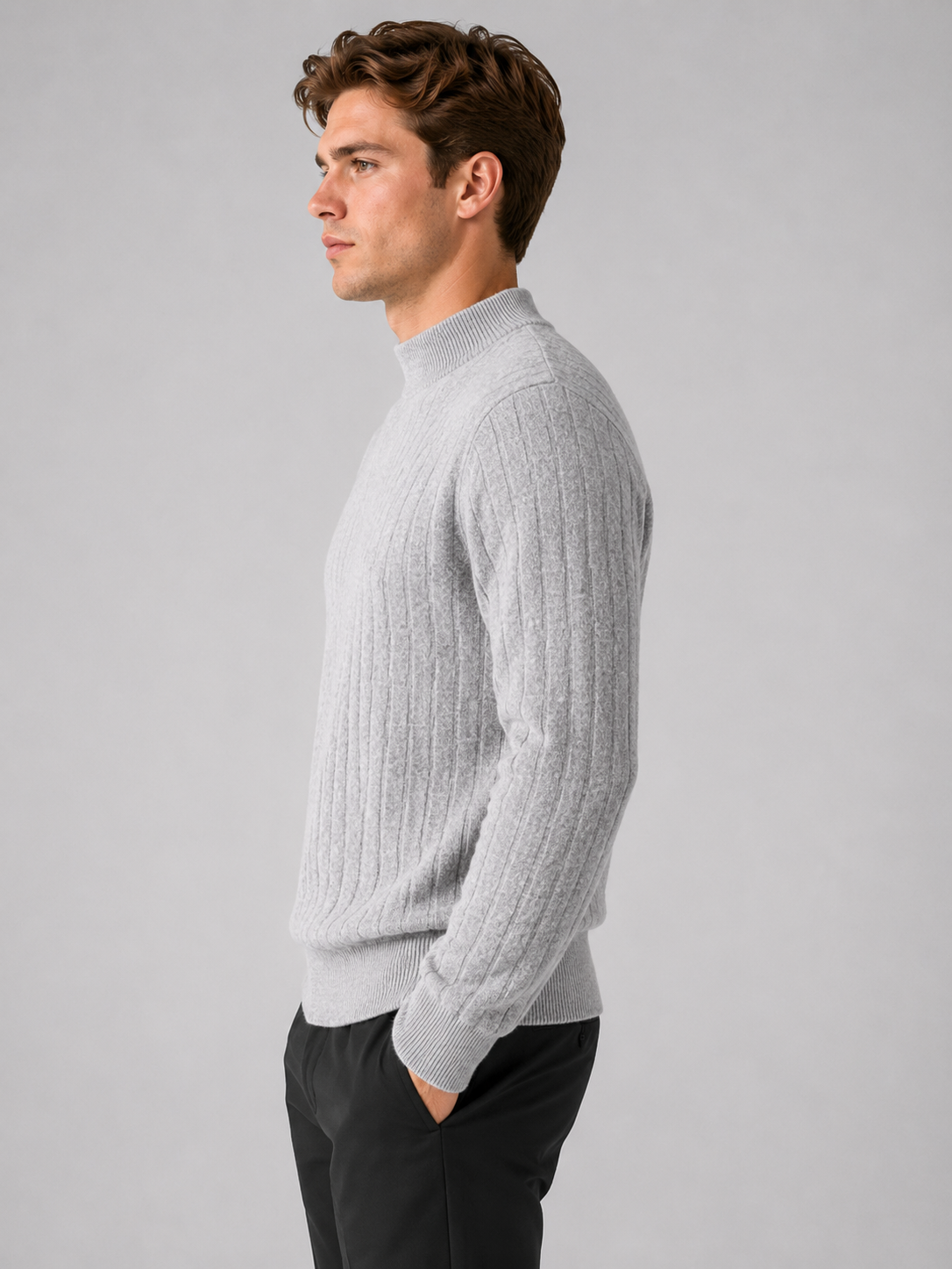 Men’s Textured Mock Neck Knit Jumper