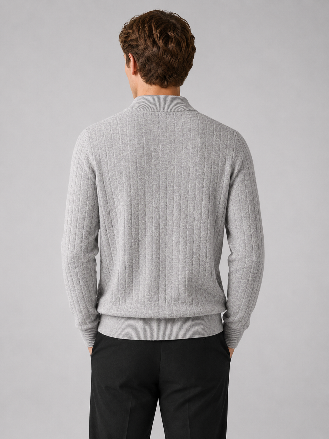 Men’s Textured Mock Neck Knit Jumper