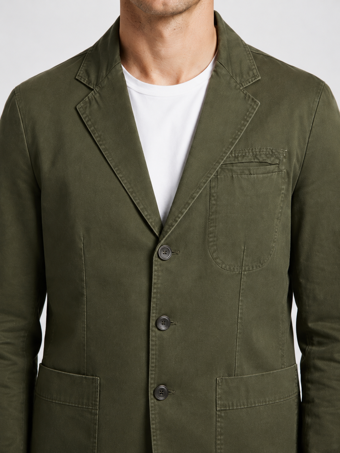 Men’s Three-Button Blazer with Notched Lapels