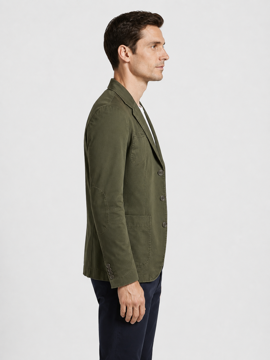 Men’s Three-Button Blazer with Notched Lapels