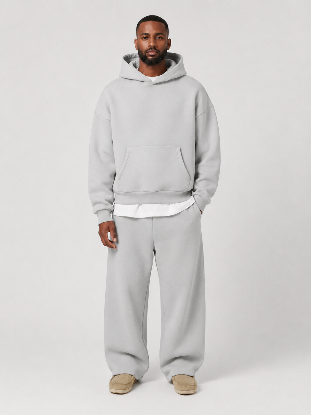 Men’s Two-Piece Hoodie and Wide-Leg Trousers Set