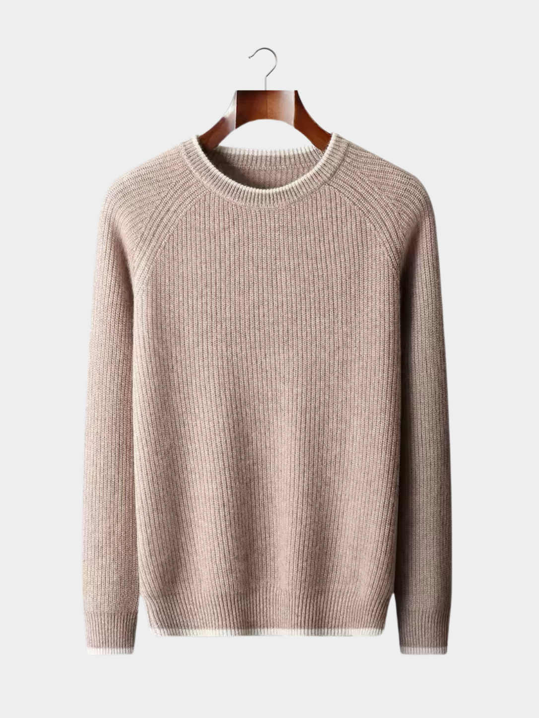 Men’s Two-Tone Crew Neck Knit Jumper with Ribbed Trim