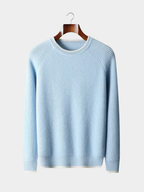 Men’s Two-Tone Crew Neck Knit Jumper with Ribbed Trim
