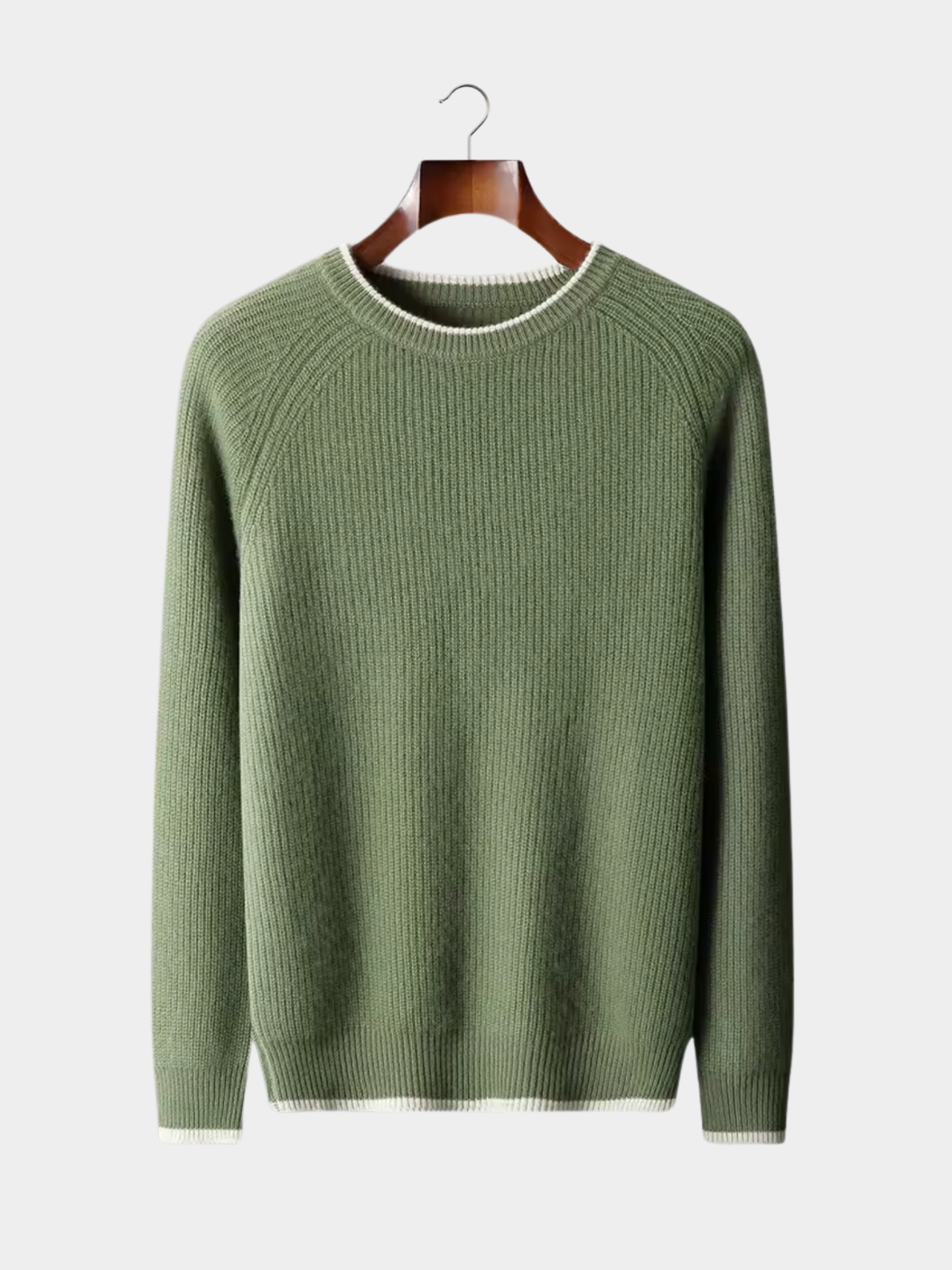 Men’s Two-Tone Crew Neck Knit Jumper with Ribbed Trim