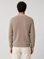 Men’s Two-Tone Crew Neck Knit Jumper with Ribbed Trim